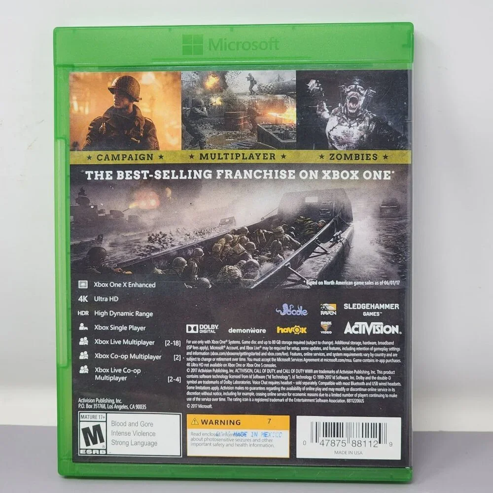Call Of Duty WWII Xbox One Game 4K Ultra‎ HD HDR Sledgehammer Games Activision